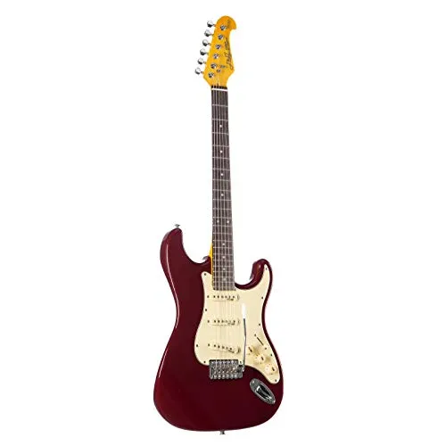 J & D E-Gitarre ST-Stil - Vintage Red - E-Gitarre im ST-Stil mit Erle-Korpus und Ahorn-Hals, ideal für Einsteiger mit ergonomischem Halsprofil und enormer Klangvielfalt durch drei Single Coil Tonabnehmer.