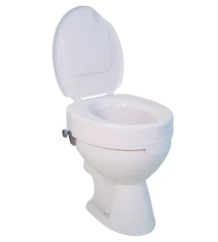 DRIVE DEVILBISS HEALTHCARE Toilettensitzerhöhung mit Deckel, 10,2 cm, Weiß - Toilettensitzerhöher, ergonomisches Design für einfachen Zugang, werkzeuglose Montage und hohe Stabilität für sicheres Sitzen.