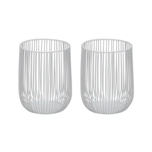 2tlg. Windlicht RELAX weiß aus Metall H11cm Metallwindlicht modern Scandi Look