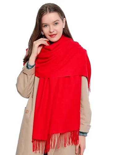 DonDon Schal Damen Winter Wollschal Winterschal warm weich 185 x 65 cm rot