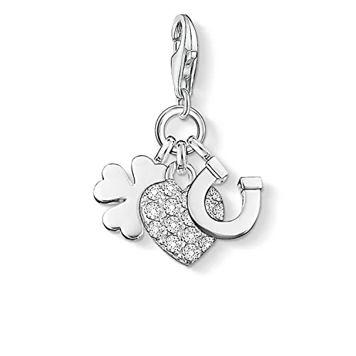 Thomas Sabo Damen Charm-Anhänger Herz Hufeisen Kleeblatt - Eleganter Charm-Anhänger aus 925 Sterling Silber, vielseitig kombinierbar und perfekt für Bettelarmbänder oder Ketten – das ideale Geschenk für besondere Anlässe.