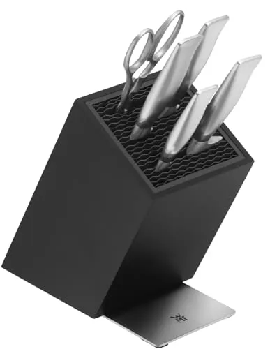 WMF Grand Gourmet Vorteils Messerblock 6-teilig - Premium Küchenset - Küchenmesser Set mit 4 geschmiedeten Messern und Küchenschere, Made in Germany. Langanhaltende Schärfe durch Performance Cut, ideal für anspruchsvolle Hobbyköche.
