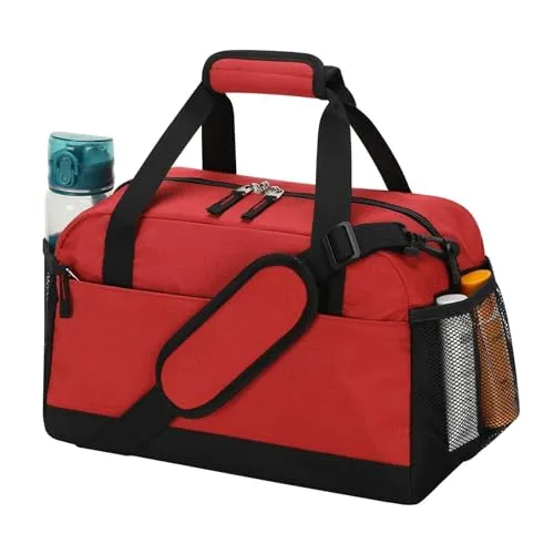 LONALIA 14L kleine Sporttasche, Nassfach, 14 Zoll, Rot | Handgepäcktauglich, wasserabweisend, mini Duffel-Tasche, mehrere Fächer für Wochenende, Übernachtung, Reisen, Training