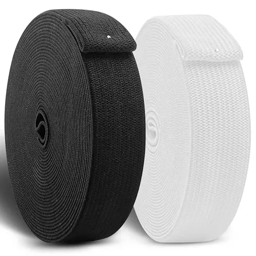 CZ Store®- Gummibänder zum Nähen |2ER SET| 25 MM breit | 10 M lang | ✮LEBENSLANGE GARANTIE✮ - Elastisches Polyester-Band, Strick- & Nähzubehör, starke Bänder für Kleidung, Hosen - Schwarz & Weiß