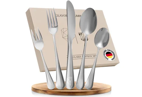 Glavory Besteck-Set (60-tlg), Edelstahl Rostfrei 18/8, spülmaschinengeeignet, säuregeeignet, hochwertiger Besteckkasten