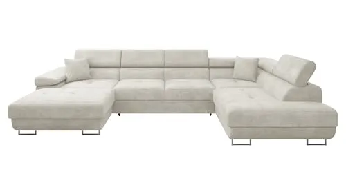 MIRJAN24 Wohnlandschaft Torezio Bis - Stilvolles Ecksofa mit Schlaffunktion und Bettkasten - Ecksofa Torezio Bis: 346x203 cm, ausziehbar, inklusive Bettkasten und verstellbaren Kopfstützen. Ideal für komfortable Entspannung und Übernachtungen.