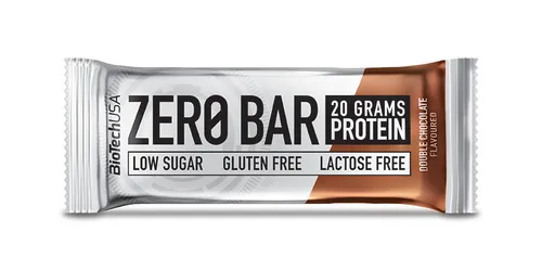 BioTech USA Zero Bar Double Chocolate, 20 x 50 g - Leckerer Sportriegel mit geringem Zuckergehalt, ideal für Fitness-Enthusiasten. Perfekt für unterwegs und eine schmackhafte Energiequelle.