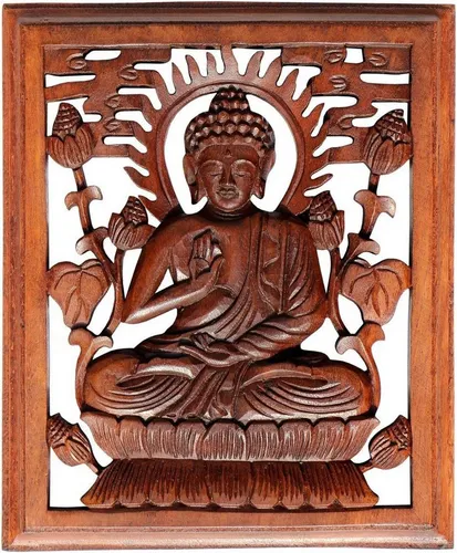 Wogeka Wanddekoobjekt 30 cm - Feng Shui Relief mit Buddha oder Ganesha - Sonstige Wanddekoration, handgefertigtes Wandrelief, bringt positive Energie und Harmonie in Ihr Zuhause.