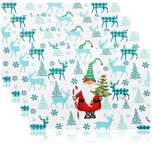 com-four® 4X Platzset XL für Weihnachten - Tischset mit weihnachtlichen Motiven - Platzmatten für Küche und Esszimmer - Platzdeckchen (4 Stück - Santa Rentier)