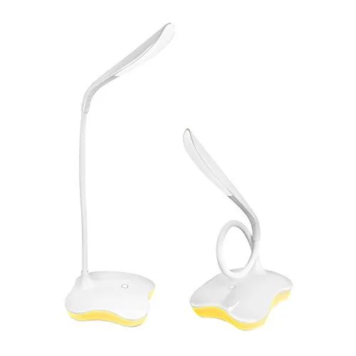 Eaxus® 2er Set 2in1 LED Schreibtischlampe - Tischlampen mit USB oder Batteriebetrieb, dimmbar in 3 Helligkeitsstufen und flexibel verstellbar – ideal für Schreibtisch und Nachttisch.