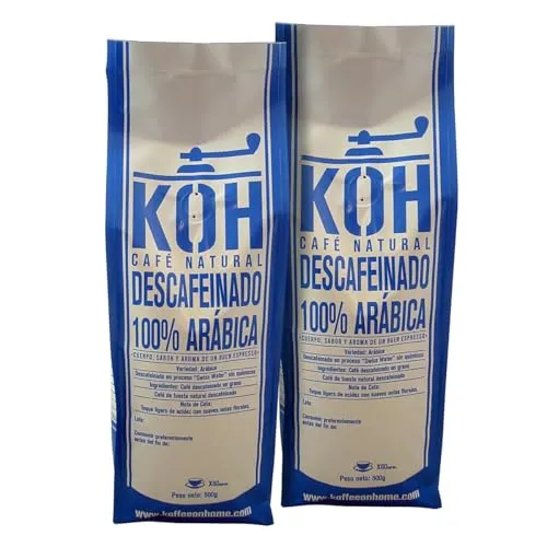 KoffeeONHOME Kaffee Ganze Bohnen Entkoffeiniert – 100% Arabica – Natürlich Wasser-entkoffeiniert – Schonende Röstung – 1kg (2x500g) – Kaffeebohnen ohne Koffein