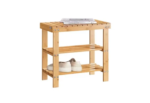 SoBuy Schuhregal FSR02-K, Schuhregal mit Sitzbank Garderobenbank Bambus, Schuhständer Schuhaufbewahrung Sitzbank Schuhbank aus Bambus, für Flur