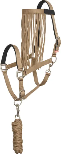 Imperial Riding Halfter Nylon mit Anbindestrick und Fliegenfranse IRH, Farbe:Sandy Beige, Größe:Pony