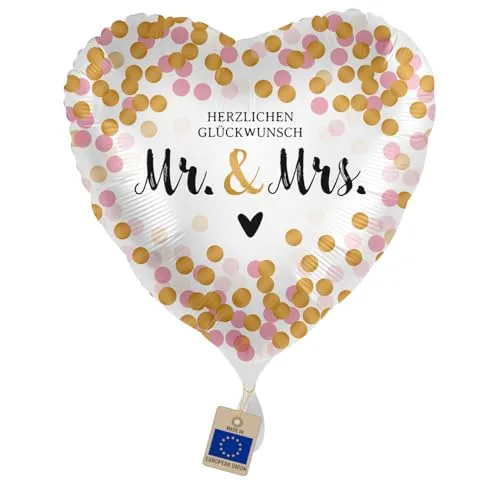 Folienballon Mr & Mrs Herz – Hochzeitsballon Konfetti