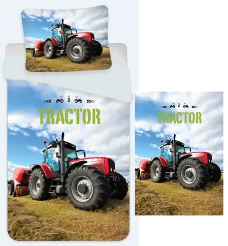Roter Traktor Bettwäsche-Set 135x200 mit Kuscheldecke - Bettwäsche-Set für Jungen, inklusive kuscheliger Decke. Pflegeleicht bei 60° und aus 100% Baumwolle für optimalen Schlafkomfort. Ideal für das Kinderzimmer!