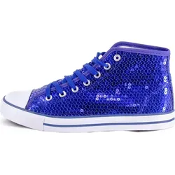 Pailletten Schuhe Blau Glitzer für Damen & Herren - Designer Schnürer Gr. 40 - Funky Pailletten-Schuhe für unvergessliche Auftritte! Ideal für Partys, Karneval oder den Alltag. Mit robustem Obermaterial und stabiler Sohle sind sie der perfekte Hingucker für jeden Anlass.