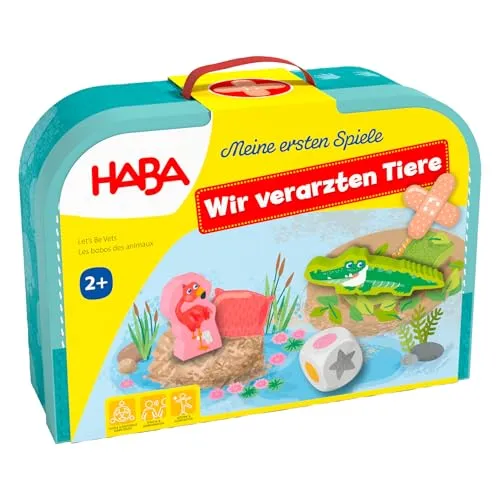 Haba Meine ersten Spiele - Wir verarzten Tiere - Gesellschaftsspiel für Kinder ab 2 Jahren, fördert Empathie und Feinmotorik durch spielerisches Verarzten von Tieren.