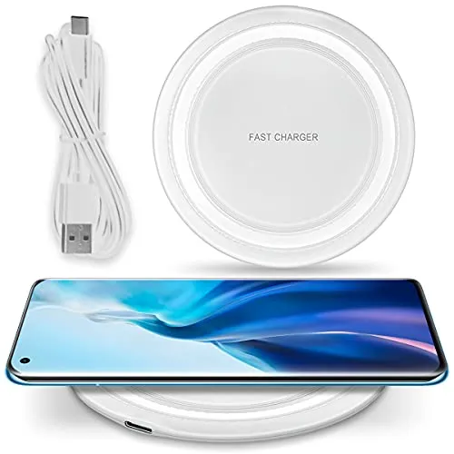 QI Wireless Ladestation kompatibel für Xiaomi Mi 10 / Pro/Ultra Kabelloser Charger 15W Induktives Universal Schnellladegerät, Farbe:Weiß