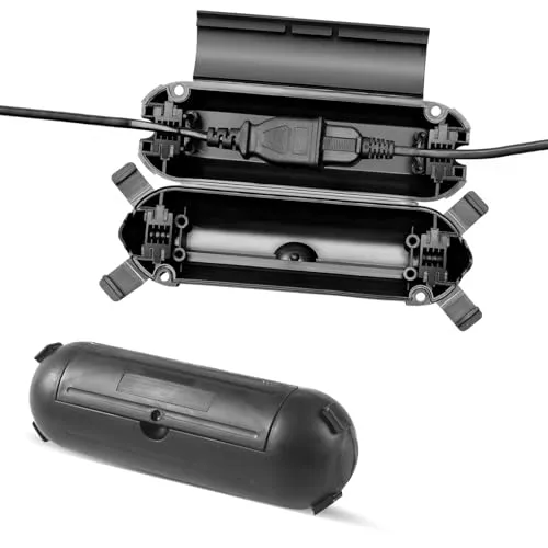 Stück Kabelbox Wasserdicht, Wasserdichter Safe Box IP44 Schutzbox für Verlängerungskabel 21x7x7cm Sicherheitsbox für Kabelverbindungen Im Freien für Elektrowerkzeug (Schwarz) 2