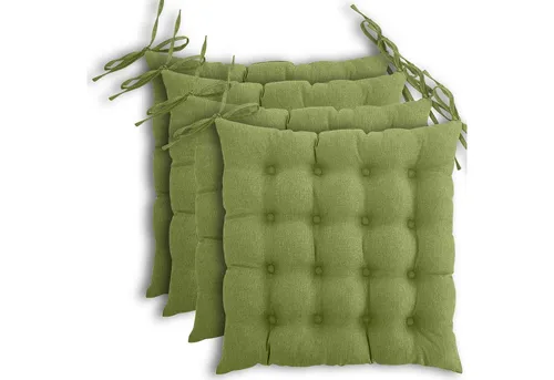 wometo Stuhlkissen Prime 40x40 4er Set, OEKO-TEX® - Kissen für drinnen und draußen, mit 16-fach Steppung und Bändern zur Befestigung. Ideal für mehr Sitzkomfort und stilvolle Akzente in jedem Raum.