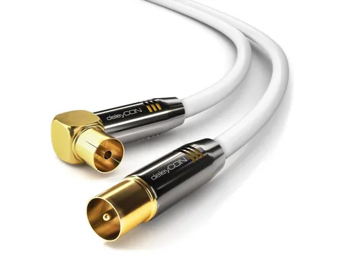 deleyCON deleyCON HDTV TV Antennen Kabel 1m - 1x 90° gewinkelt 1m Stecker zu TV-Kabel
