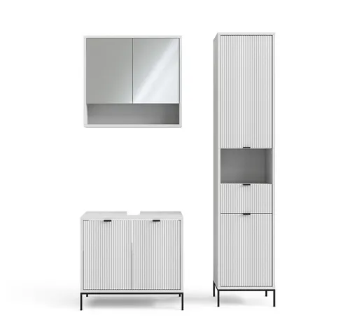 Vicco Badmöbel-Set Eliza Weiß 3 Teile mit Hochschrank - Badmöbel-Set mit modernem Design und großzügigem Stauraum, ideal für stilvolle Badezimmergestaltung.