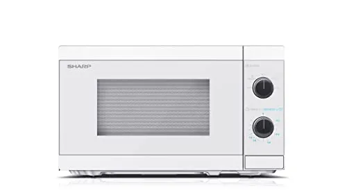 Sharp Mikrowelle YC-MS01E-C, 20L, 800W - Mikrowelle mit 20L Fassungsvermögen und 800W Leistung, 5 Leistungsstufen und praktischer Drehteller für gleichmäßiges Erhitzen.