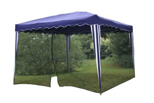 Nexos Profi Fliegengitter 12 m schwarz - Moskitoschutz für 3x3m Pavillons, hochwertiges Polyester mit Reißverschluss und Klettbank-Schlaufen für einfachen Insektenschutz.