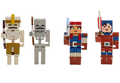 Minecraft Dungeons Battle of The Fire Forge, 4 bewegliche Figuren, Action- und Abenteuerspielzeug für Kinder, inspiriert vom Videospiel, GWC03