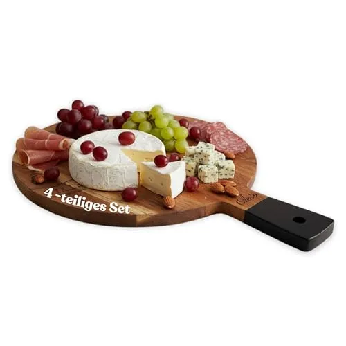 Oleio 4er-Set Frühstücksbretter aus Akazienholz