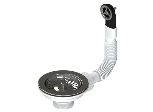 GRANMASTER Edelstahl Siebkörbchen Siebkorb mit rundem Überlauf und flexiblem Überlaufrohr