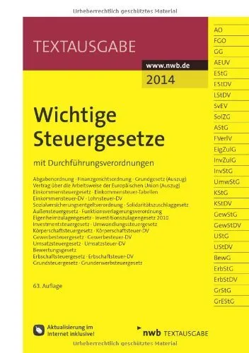 Wichtige Steuergesetze - nwb Textausgabe - 63. Auflage