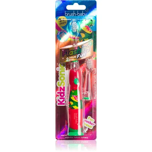 Brush Baby KidzSonic Dinosaur elektrische Zahnbürste - Zahnbürsten für Babys, Schallzahnbürste mit lustigem Dinosaurier-Design, das die Zahnhygiene spielerisch verbessert und das Zähneputzen zum Vergnügen macht.