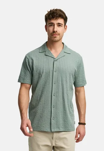 Indicode Herren INCrepe Kurzarmhemd aus 100% Baumwolle | Slate Gray, XXL - Herrenhemd Kurzarm mit Reverskragen für einen lässigen Look, aus strukturiertem Baumwollstoff für angenehmen Tragekomfort und moderne Styles.