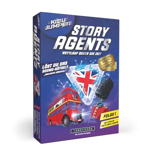 DENKRIESEN - KIBU Jumper® - Story Agents London | Interaktives Detektivspiel ab 8 Jahren | 1-4 Spieler | Sound-Rätsel & Hörspiel | Familienspiel für Rätselspaß & Teamwork | 40-60 Min. Spielzeit