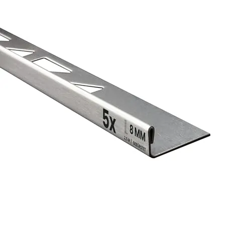 5x L-Profil Edelstahlschiene Fliesenschiene Fliesenprofil L250cm 8mm gebürstet