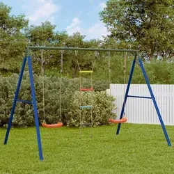 vidaXL Spielturm Schaukel-Set mit Schaukelsitzen - Gestalte den perfekten Spielplatz für deine Kinder im Garten! Mit zwei Schaukelsitzen und einer Strickleiter fördert dieses robuste Spielgerät Spaß und Bewegung. Ideal für Kinder von 3-10 Jahren, mit anpassbarem Schaukelsitz für langanhaltenden Spielspaß.