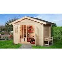Weka Gartenhaus Premium 45, Natur - Gartenhäuser - Robustes und stilvolles Gartenhaus mit 45 mm Wandstärke, ideal zum Schutz Ihrer Gartenutensilien, inklusive abschließbarer Doppeltür und 5 Jahre Herstellergarantie.