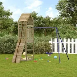 vidaXL Spielturm aus imprägniertem Kiefernholz - Verwandle deinen Garten in einen Abenteuerspielplatz! Dieser stabile Spielturm aus imprägniertem Kiefernholz bietet eine Kletterwand, Schaukel und Sandkasten für unendlichen Spielspaß.