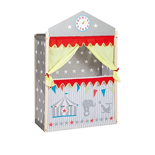 roba 7104ZU Fantasy Kaspertheater mit 6 Handpuppen, Zirkus - Puppentheater für kreative Rollenspiele, inkl. 4 Handpuppen und waschbarer textile Ausstattung. Ideal für Kinder ab 3 Jahren, fördert die Fantasie und sozialen Fähigkeiten.