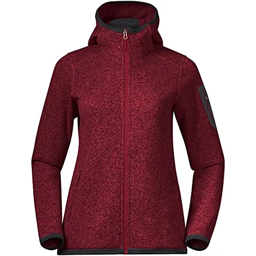 Bergans Kamphaug Knitted W Hoodie - Red - XS