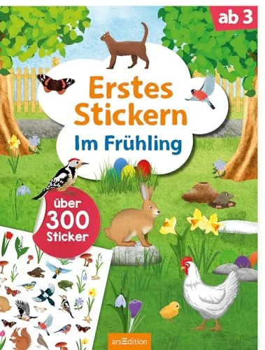 Erstes Stickern – Im Frühling: Über 300 Sticker | Erstes Stickerheft für Kindergarten-Kinder ab 3 Jahren