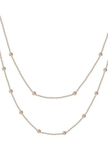 Happiness Boutique Damen Mehrreihige Kette Rosegold - Ketten für Damen: Elegante zweireihige Minimalist Kette aus hochwertigem Edelstahl, ideal für jeden Anlass und perfekt als Geschenk in einer stilvollen Verpackung.