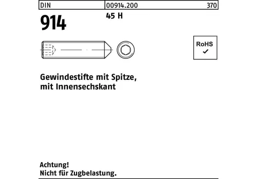 Reyher Gewindestift DIN 914 m.Spitze/Innensechskant M 4 x 8 45 H