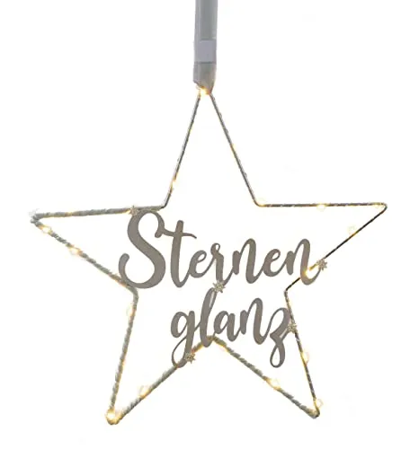 Spetebo LED Stern Silhouette mit Timer - 40 cm - Schriftzug Sternenglanz - Weihnachtsdeko Winterdeko Fensterbild zum Hängen