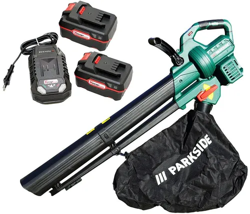 Parkside Akku-Laubsauger 40V PLSBA 40 - 3-in-1 Laubbläser - Laubsauger mit 3-in-1 Funktion: Blasen, Saugen und Häckseln. Mit 40-Liter-Fangsack und 15:1 Häckselverhältnis für effizientes Arbeiten im Garten.