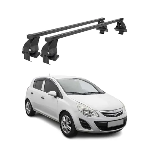 OMAC Dachträger Menabo für Opel Corsa D (2011-14) - Dachgepäckträger aus hochwertigem Stahl, abnehmbar und wasserbeständig. Ideal für Outdoor-Aktivitäten, bietet er eine aerodynamische Form für weniger Windgeräusche und einfache Montage.