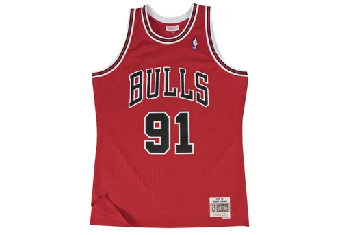 Mitchell & Ness NBA Swingman Jersey Dennis Rodman Chicago Bulls 1997, L - Herren-Trikots für Sport-Fans: Original lizenziertes Swingman Jersey mit hochwertigem Siebdruck und kontrastierenden Rippbündchen, ideal für jeden Bulls-Fan.