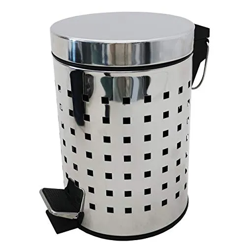 MSV Kosmetikeimer Silber glänzend Mülleimer Treteimer Abfalleimer - 3 Liter – mit Herausnehmbaren Inneneimer - Style glänzend