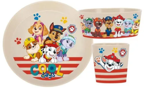 KOZIOL Kindergeschirr-Set CONNECT PAW PATROL (3-tlg) - Kindergeschirr, bruchfest und kratzfest aus biozirkulärem Kunststoff, perfekt für kleine PAW PATROL-Fans und spülmaschinengeeignet.